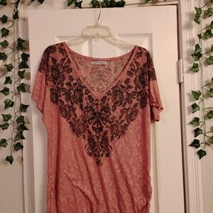 Maurices Pink and Black Lace Blouse